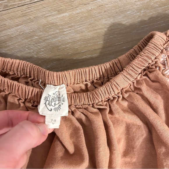 Apolina Girls Cotton Velma Cottagecore Embroidered Top and Skirt Set in Praline - Picture 7 of 13